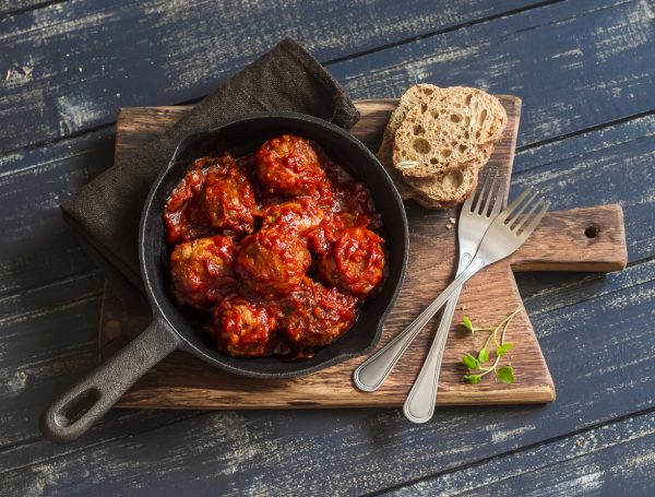 Meatballs in tomato sauce in a pan
