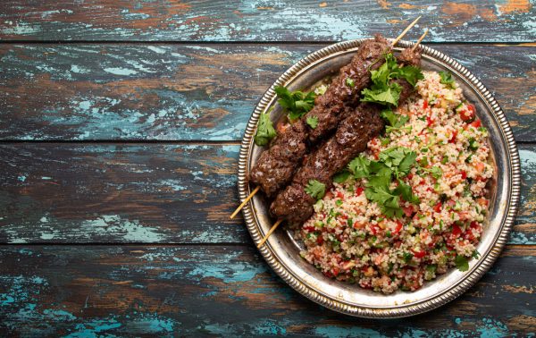 Arab Turkish kebab with tabbouleh salad