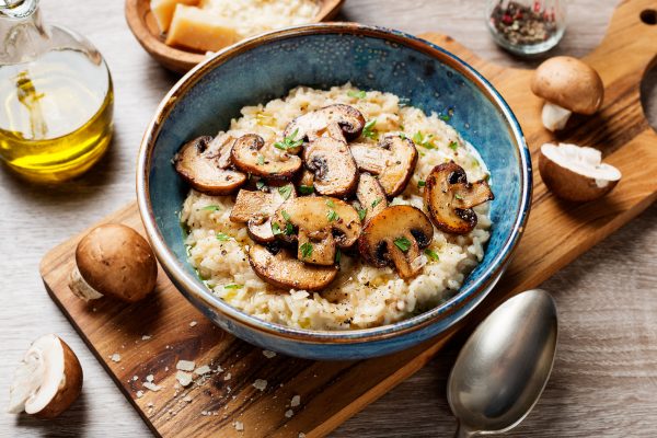 Risotto with brown champignon mushrooms